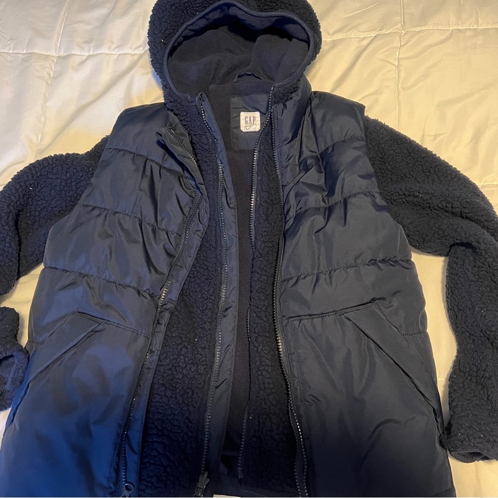 GAP boys 2 piece jacket set vest and sherpa jacket